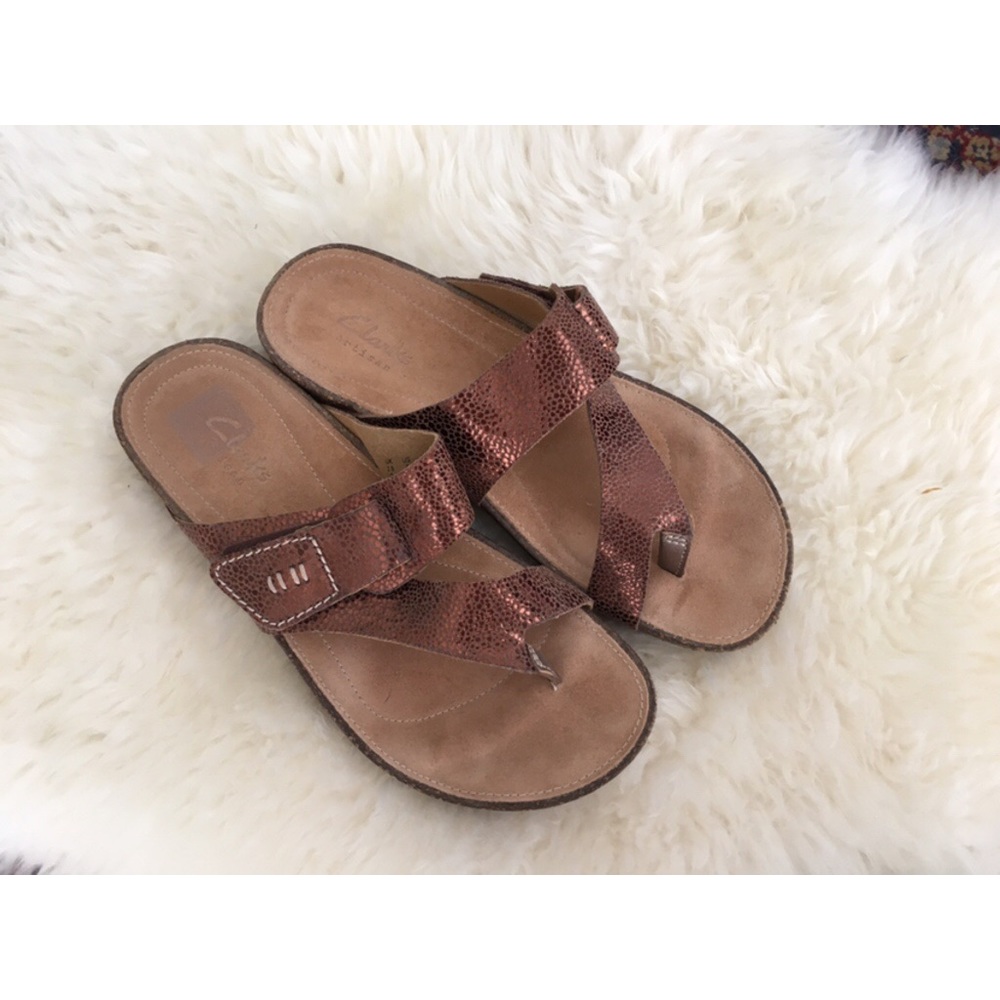 Clarks Copper Metallic Cork Sandals